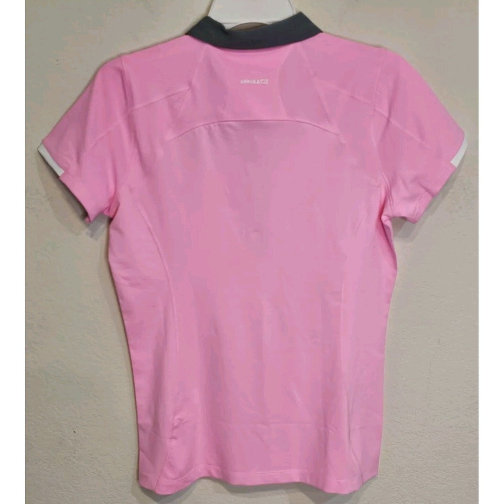 Annika Cutter & Buck Womens S/P Pink Gray White Golf Polo Shirt 4 Button - Picture 3 of 12